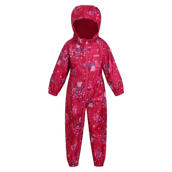 Regatta Childrens/Kids Pobble Peppa Pig Floral Waterproof Puddle Suit / Pink Fus